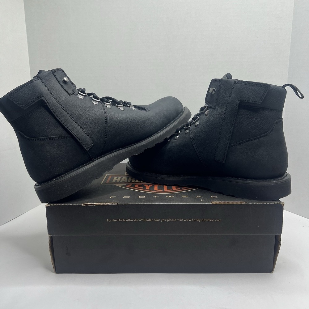 Harley Davidson Denway 5 Black Leather Waterproof Boots Mens 12 M NIB